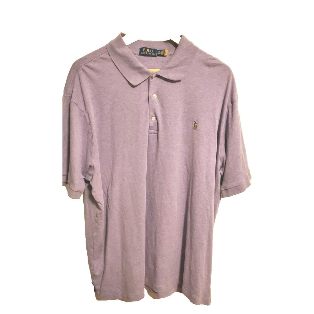 Polo Ralph Lauren Men 2XB Polo Shirt Short Sleeve Purple Pima Cotton Casual Top